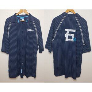 Retro Y2K Rocawear Sz 2XL Baseball Jersey Style Button Front Shirt, Navy (856)